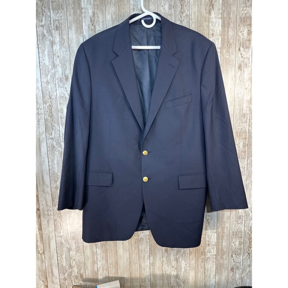 Ralph Lauren Lauren Wool Blazer Mens Medium Navy Blue Gold Button Sport Coat - Picture 1 of 8